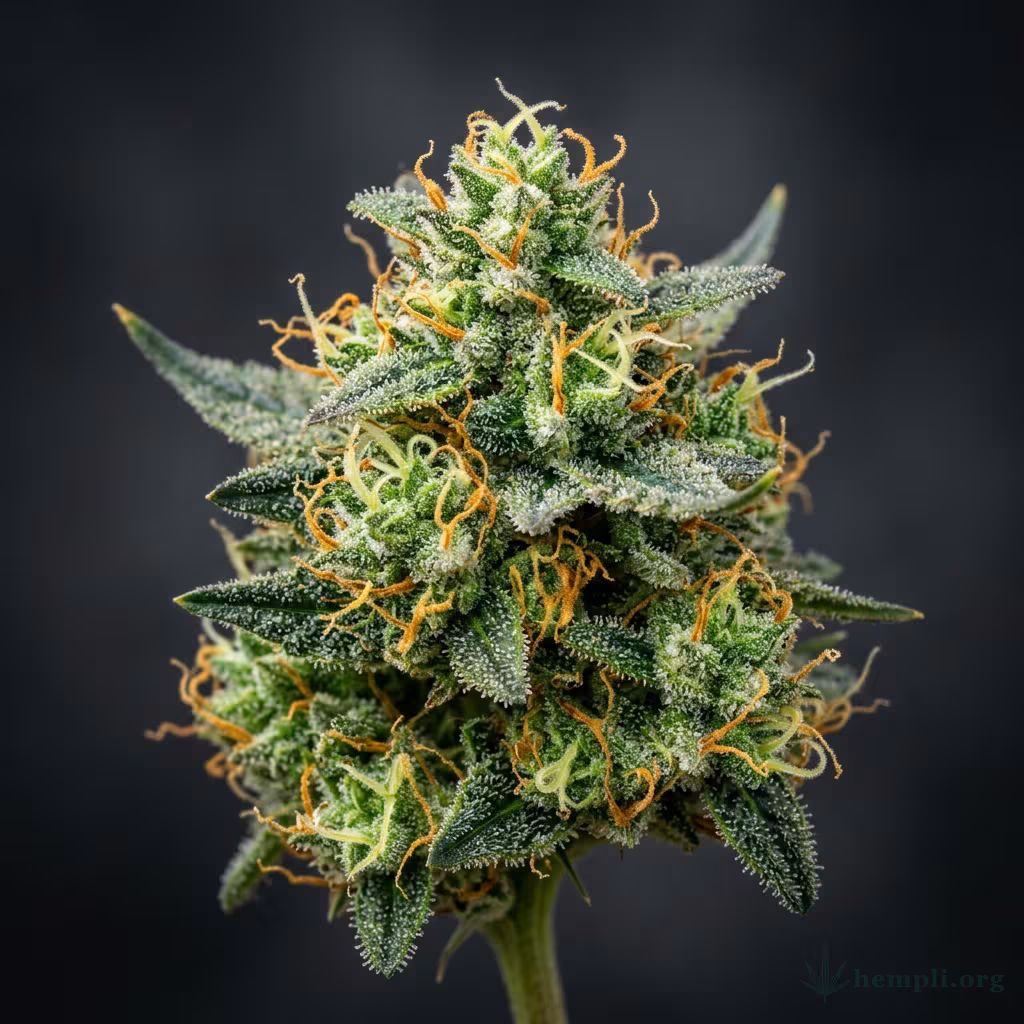 Nahaufnahme einer harzigen Papaya-Blüte mit dichten Trichomen und orangefarbenen Blütenstempeln